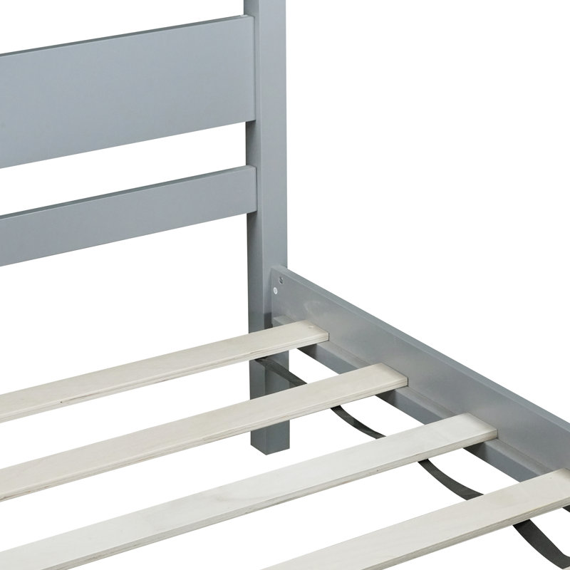 Lit simple avec tête et pied de lit, lit en bois d'hévéa