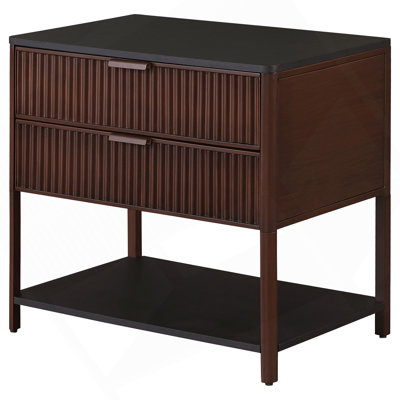Table d'appoint 2 tiroirs avec tablette Tova