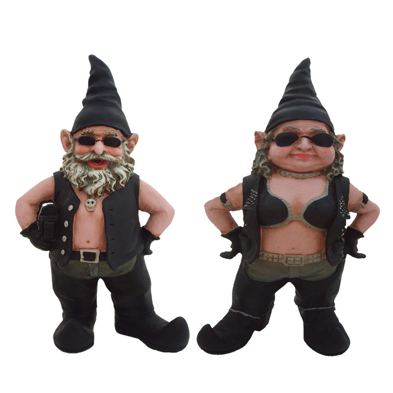Ensemble de statue de motard 2 pièces Born-to-Ride Gnomes