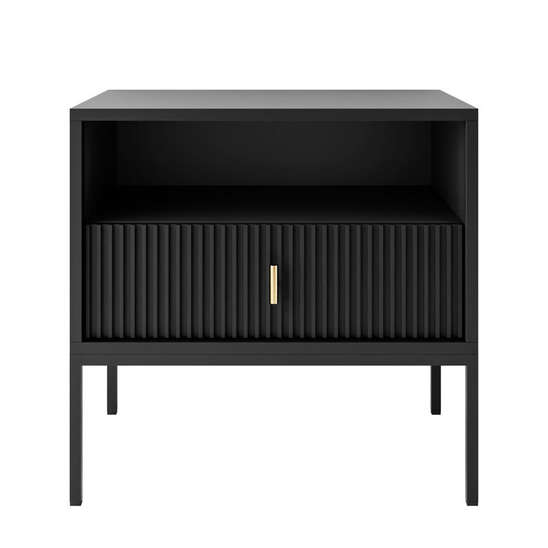 54cm W Manufactured Wood Bedside Table, Black