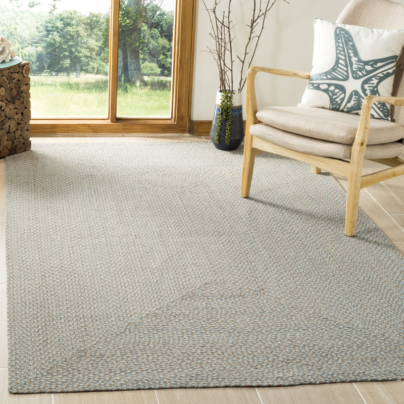 Tapis de couleur unie en coton tissé à la main Garbrand, Rectangle 9 pi x 12 pi