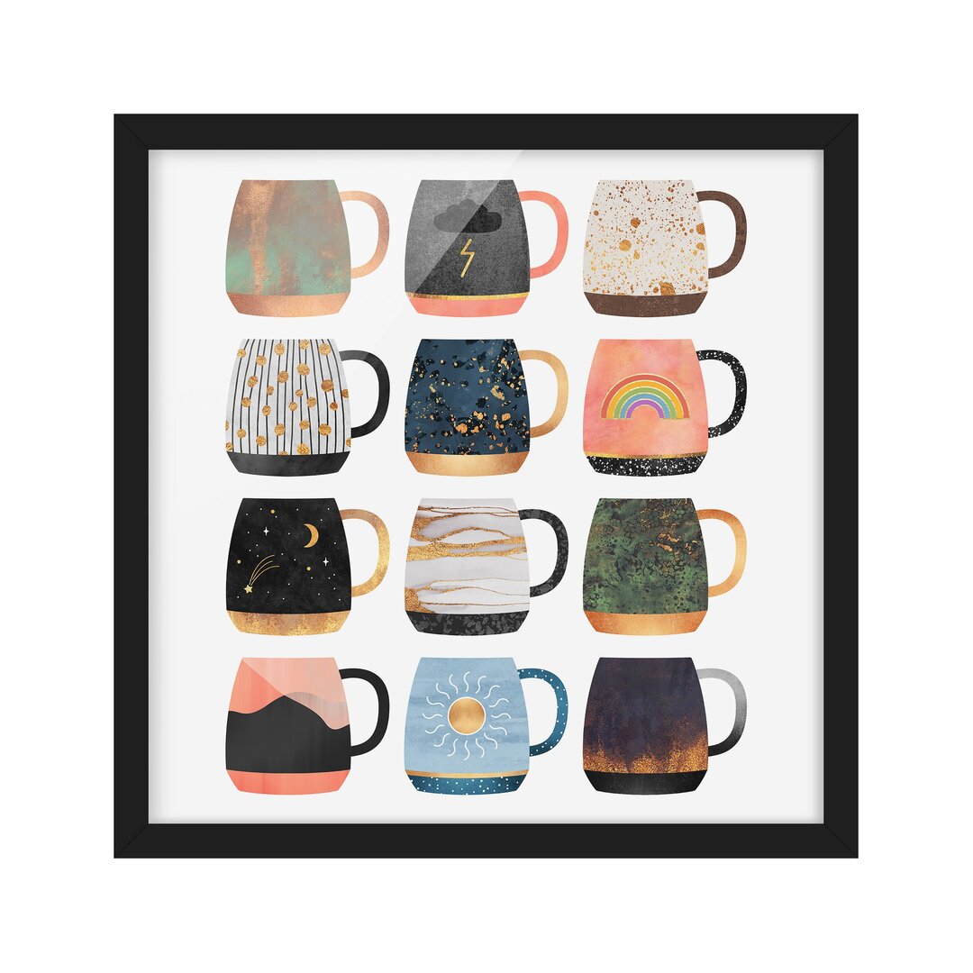 Gerahmtes Poster Favorite Cups mit Gold