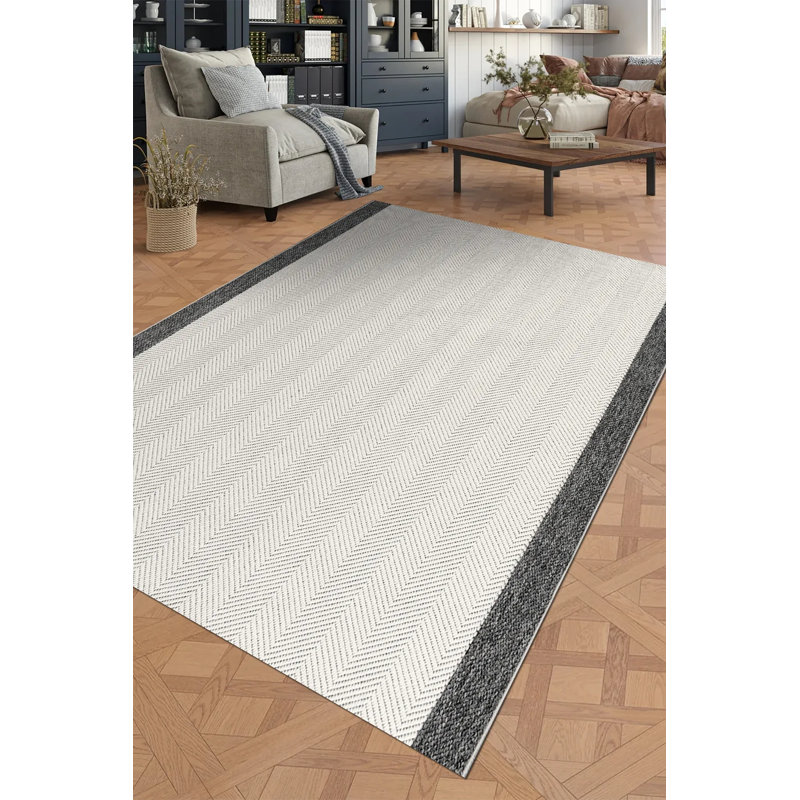 Tapis en polyester moderne antidérapant Hockaday facile à nettoyer, 6,5 pi x 9,5 pi
