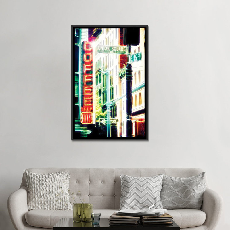 «Coffee Shop», impression sur toile, H 48 po x l 32 po x P 1,5 po, Toile avec cadre noir, Pas de tapis
