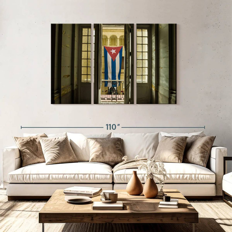 Borges Cuba Flag On Window, 48" H x 74" W