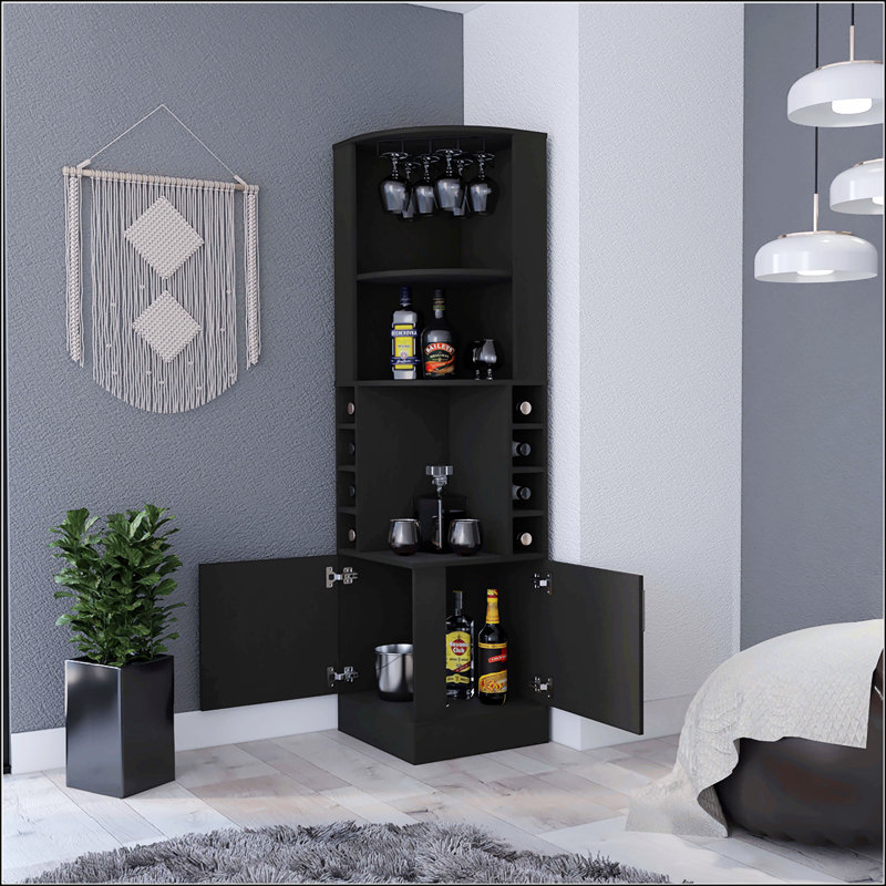Armoire de bar 8 tablettes à 8 bouteilles, Noir