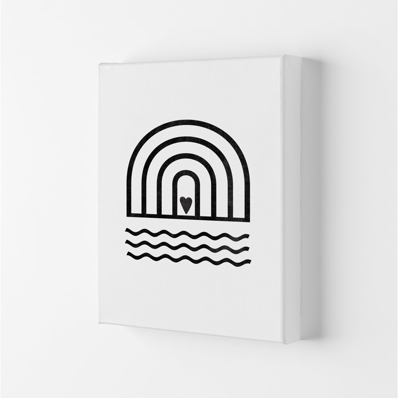 Rainbow Heart Waves Black And White Art - Print, No Frame, 42cm H x 30cm W x 1cm D