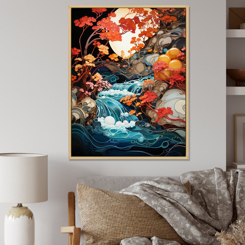 «Whimsical Lakes Rivers Waterscapes II», reproduction sur toile, Cadre naturel flottant, H 20 po x l 12 po