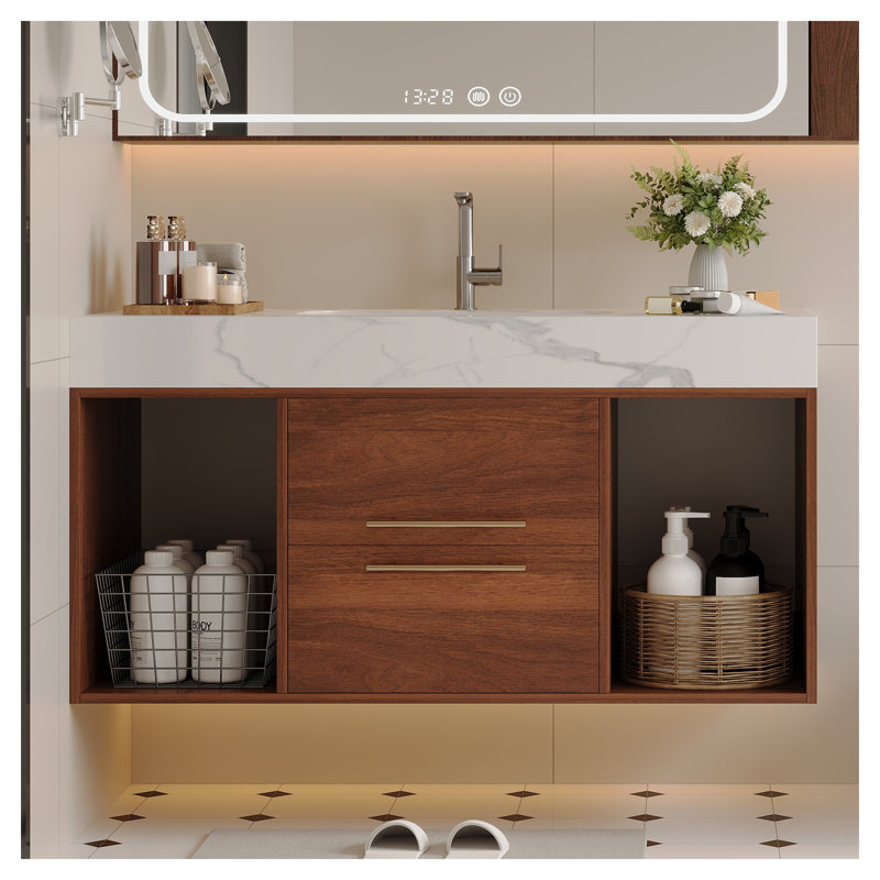 Ensemble de meuble-lavabo mural 39,4 po Mid-Century