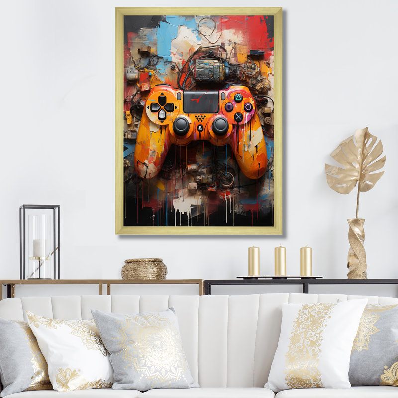 Kleio jeu vidéo coloré Delight I - Jeux vidéo, art mural, H 32 po x l 24 po x P 1 po, Cadre doré à une seule photo