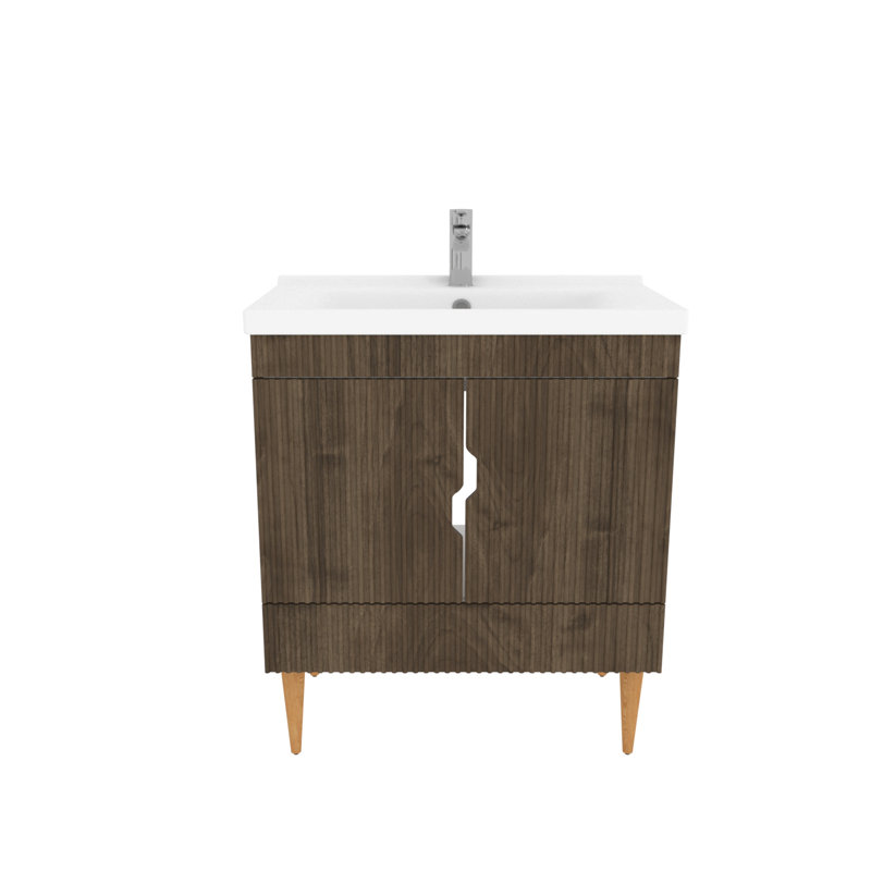 Meuble-lavabo large avec lavabo en céramique sahra sahra, Vert mer, 31"