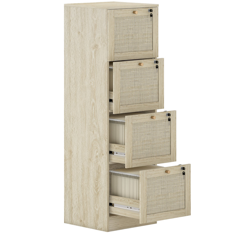 Classeur verrouillable 4 tiroirs pour format lettre A4 , Chêne