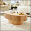 Table basse ovale moderne fabriquée à la main, 111 cm (43,7 pouces), pied central robuste, MDF en frêne naturel pour salon et chambre-493024501-493024502