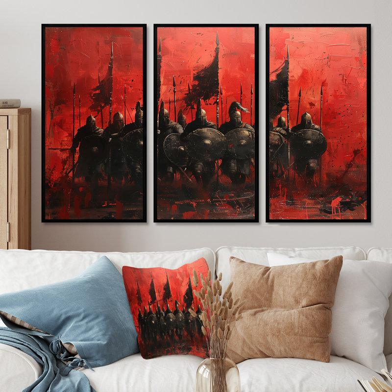 Yemina - Ensemble d'art mural armée, H 28 po x l 36 po x P 1 po, Toile avec cadre flottant noir