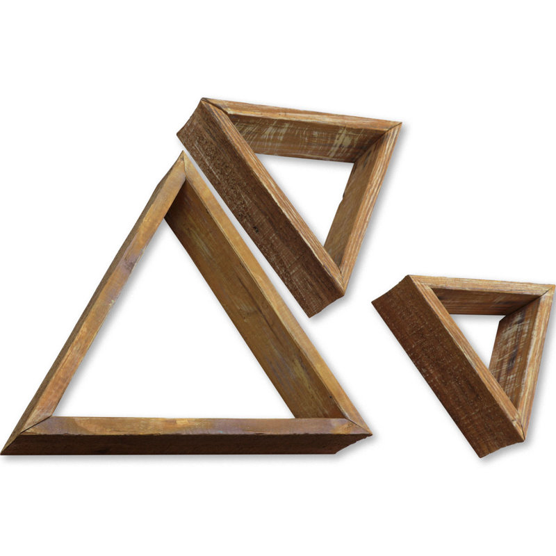 Triangle Accent Shelf with Adjustable Shelves, Weathered Brown