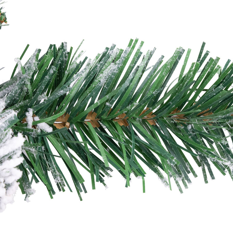 30" Flocked Pine Unlit Christmas Teardrop Swag with Iridescent Ornaments