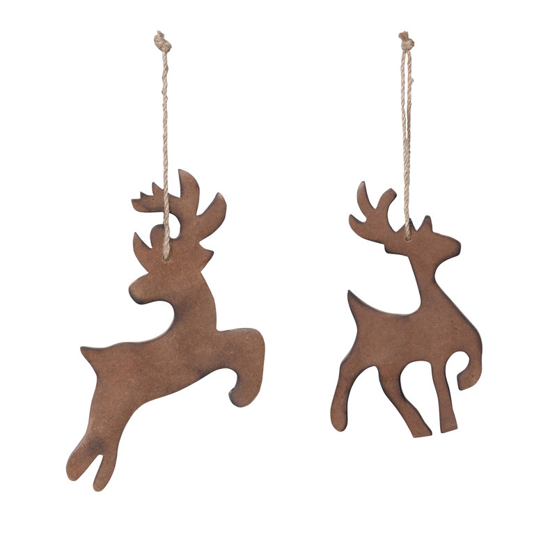 7.5'' Mango Wood Animals Holiday Shaped Ornament