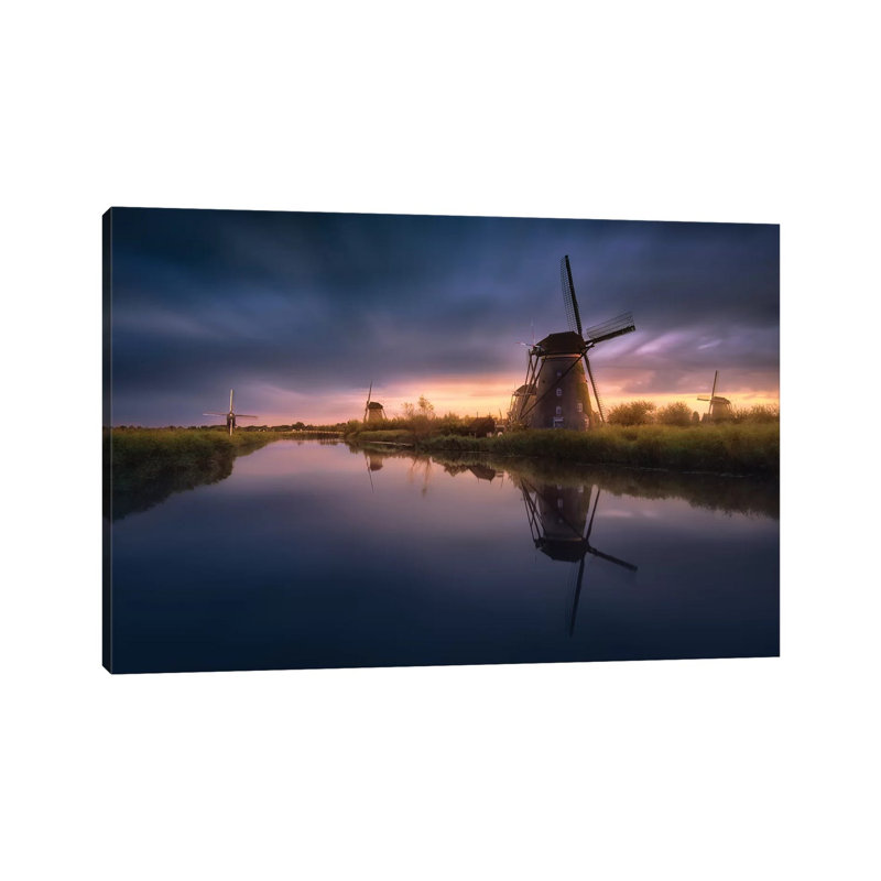Kinderdijk Windmills by Jesús M. García - Wrapped Canvas Print, 45.72cm H x 66.04cm W x 1.91cm D