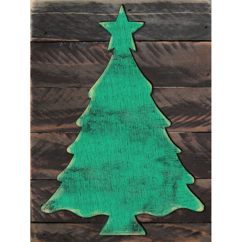 Aimants en forme d’arbre de noël rustique en bois, Aimant
