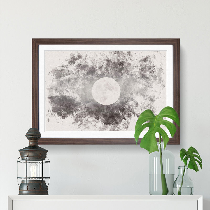Full Moon at Dusk - Picture Frame Painting Print, 36cm H x 48cm W x 2cm D, Walnut Framed
