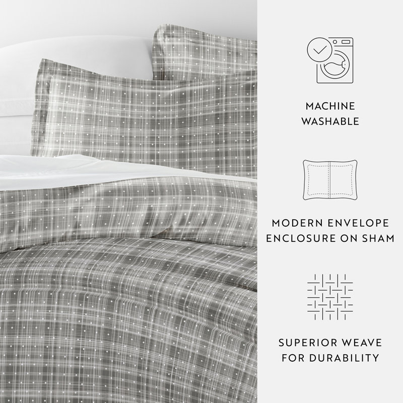 Gray Twin XL Polka Dot Microfiber Duvet Cover Set