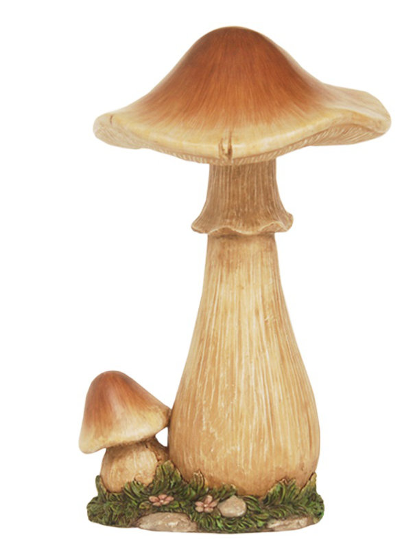 Statue de jardin d'extérieur 14,5 po, Orange / Beige