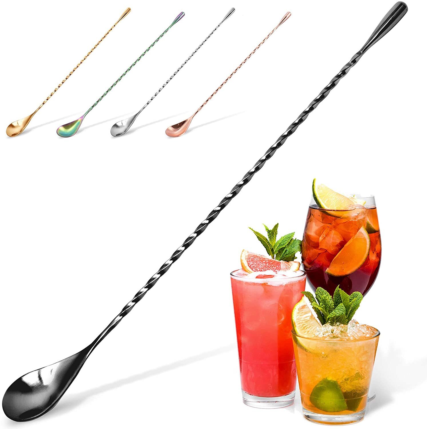 Stirring Sticks Stainless Steel Polished Spiral Mixing Swizzle Stick  Bartender Stir Martini Stirrer For Cocktail Beverage