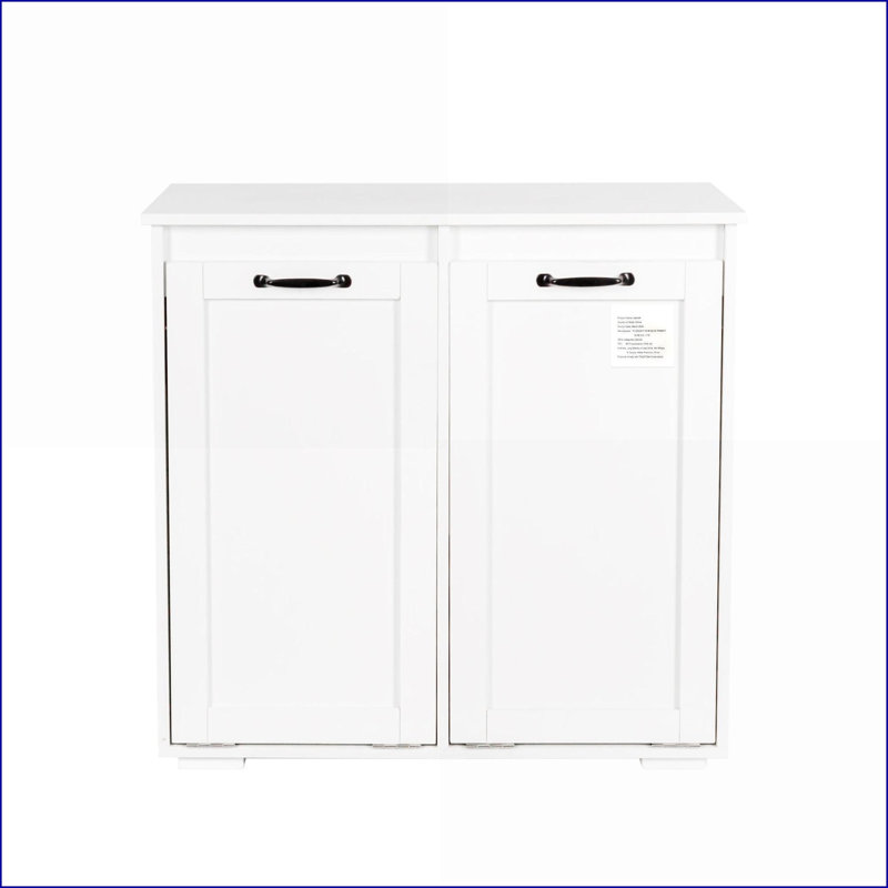 Cabinets: Minimalist Laundry Cabinet with 2 Removable Liner Bags, 31.5x15.75x30.31 Inches | Off-White | Laundry Room