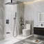 Système de douche moderne à fixation au plafond noir mat avec pomme de douche à haute pression, corps de valve à main, garniture brute et garniture inclus