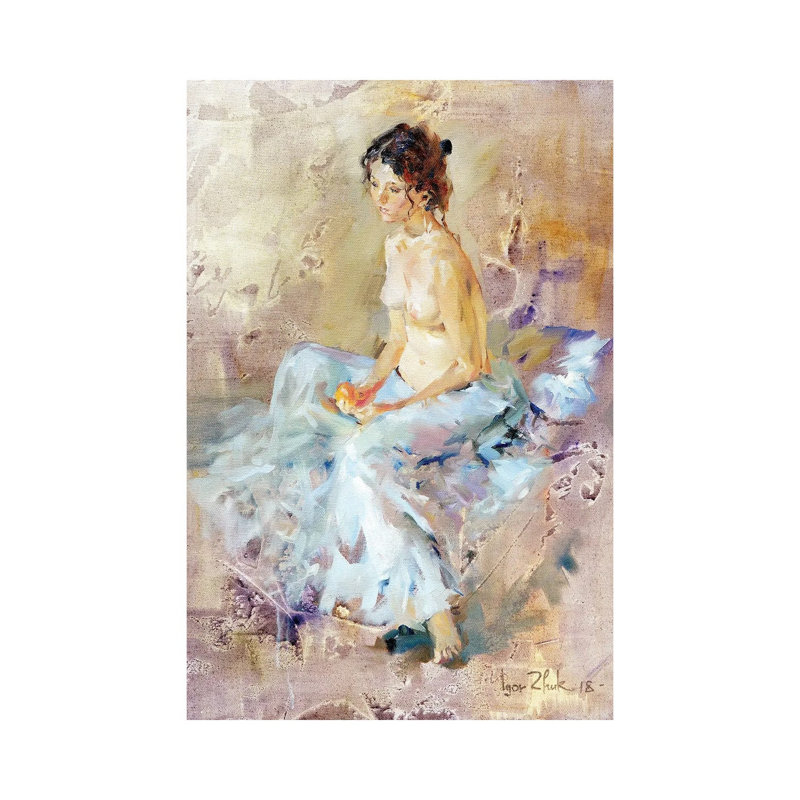A Nude With Orange - Wrapped Canvas Painting, 66.04 cm H x 45.72 cm W x 1.91 cm D