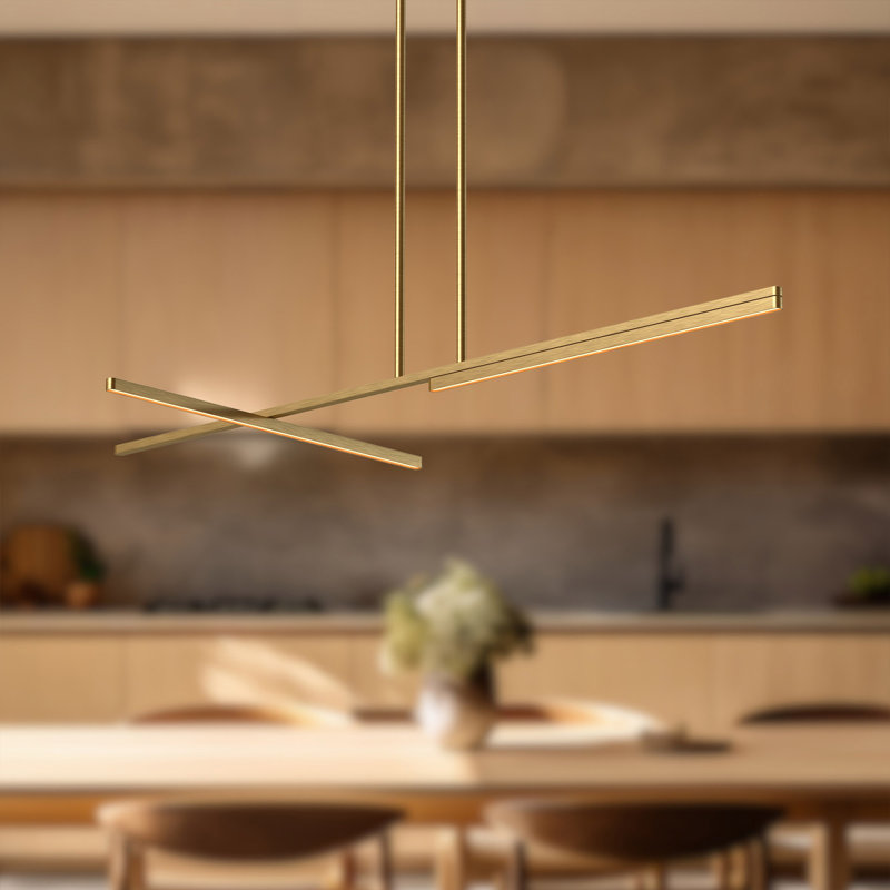 Shift 1 - Light LED Pendant, Brushed Gold, 1.25" H x 48.13" W x 0.63" D