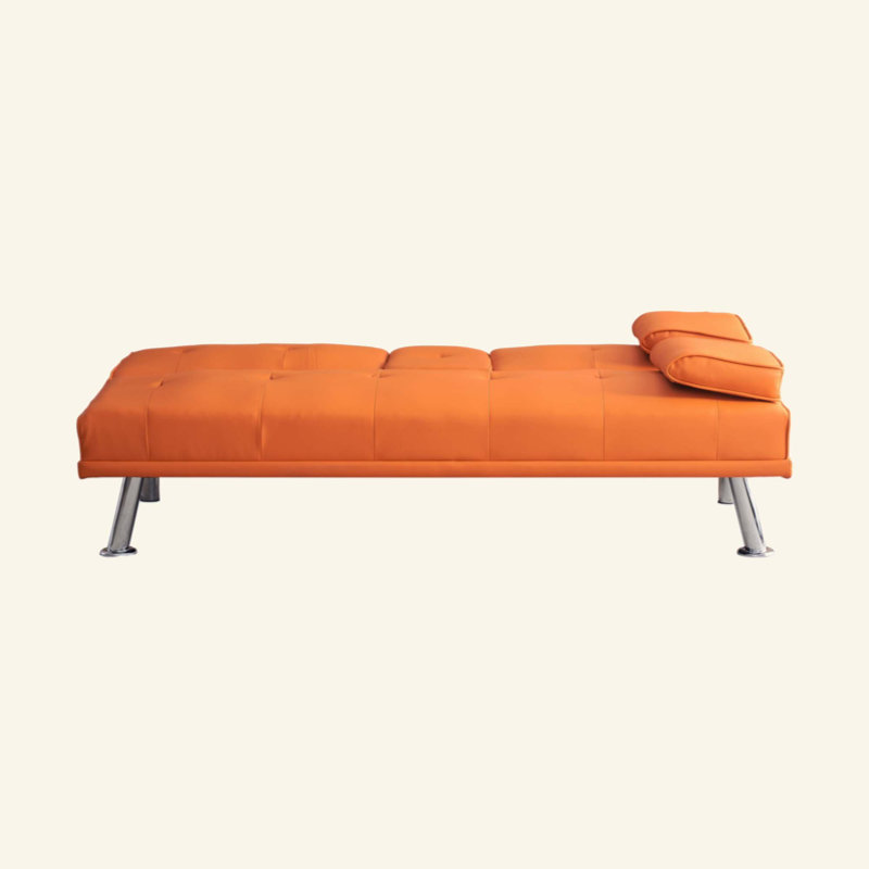 Leather Multifunctional Double Folding Sofa Bed with Coffee Table for Office Use