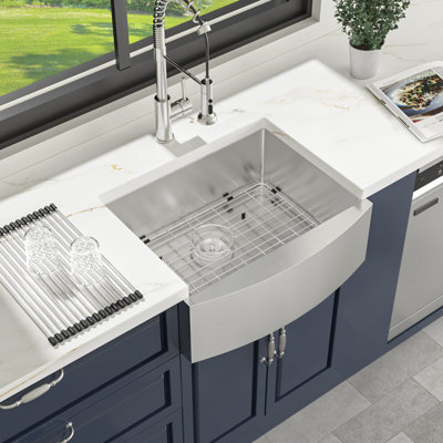 Évier de cuisine à simple cuve en acier inoxydable à tablier frontal L 24 po x l 21 po