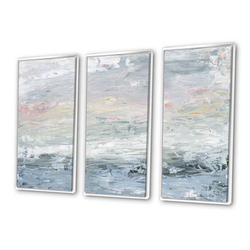 «Gray Abstract Watercolor II», ensemble d'art moderne sur toile encadrée moderne et contemporaine