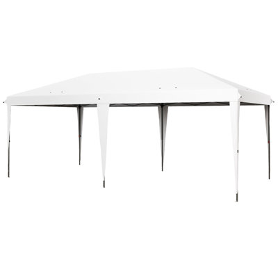 Tente à auvent escamotable 10 pi x 19,2 pi, robuste pour les salons du livre, pare-soleil instantané d'extérieur avec sac de transport, auvent blanc, tentes d'exposition, abri