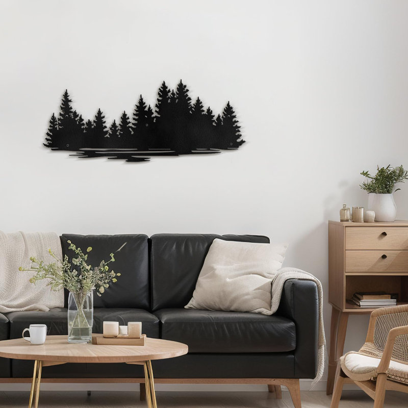 Décoration décorative murale abstraite décorative murale en pin, H 7,38 po x l 18 po x P 0,05 po, Noir