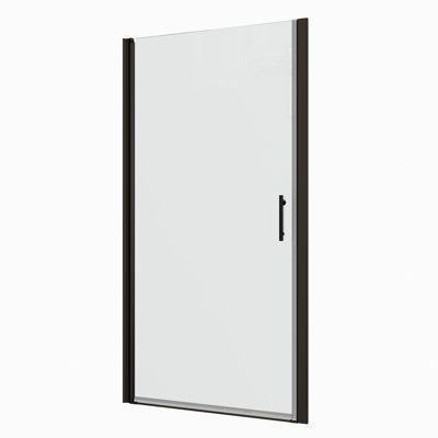 Universal Pivot Shower Door With 1 3/8" Adjustment - Matted Black Finish 3072 1/4" Tempered Glass Wall Channel Quality #304 Stainless Steel Handle Smooth System Leakage Function 36000 Times Open And