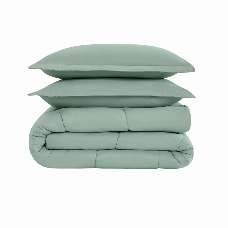 Polyester Ring Stitch Comforter, King Comforter + 2 Shams, Green