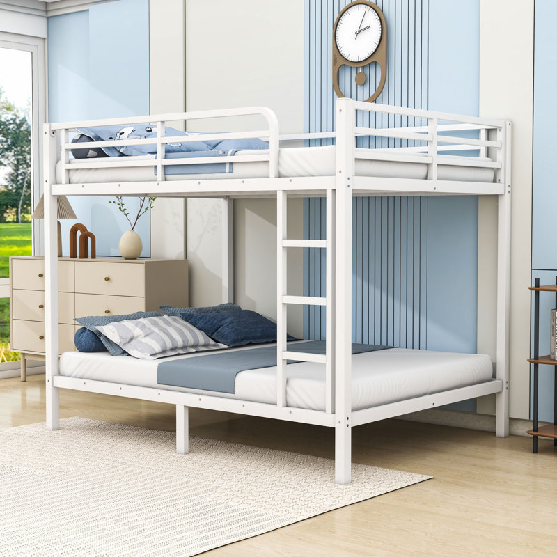 Metal Bunk Bed With Under Bed Storage, Full Over Full, White
