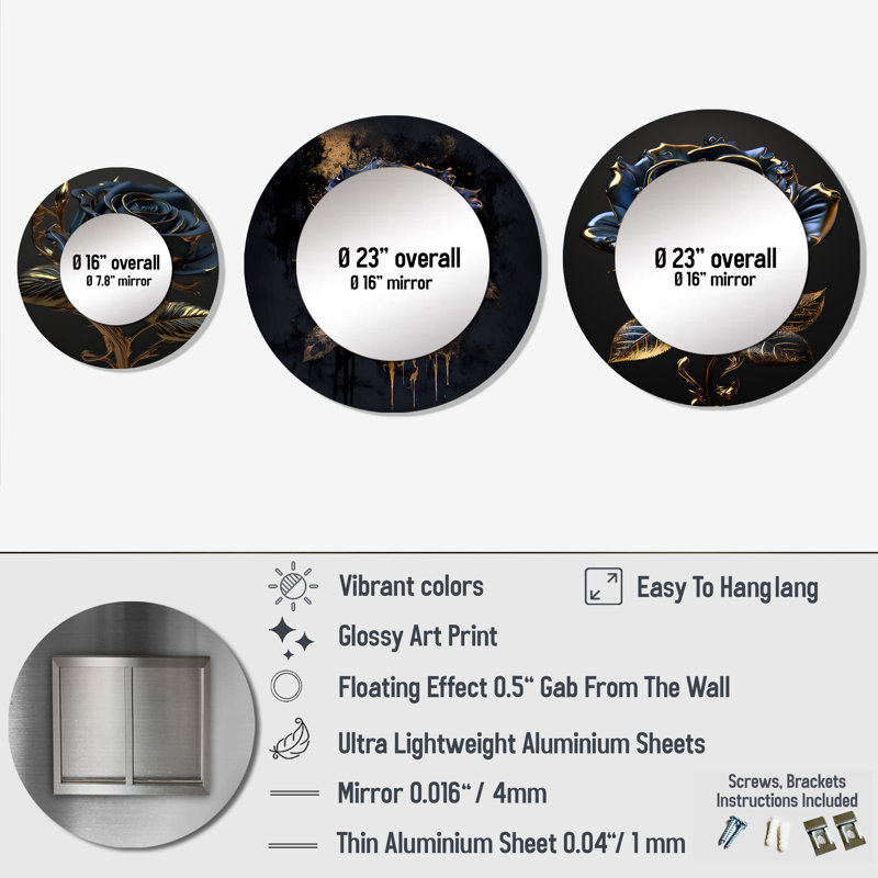 Ensemble de 3 miroirs en aluminium Elisandra