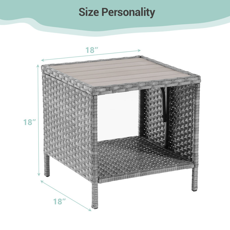 Airlia Square Outdoor Side Table , 18.12 " W 18.12 " D, Gray