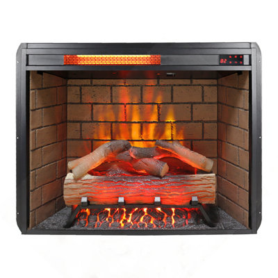 28" Infrared Electric Fireplace With Removable Trim Kit Insert