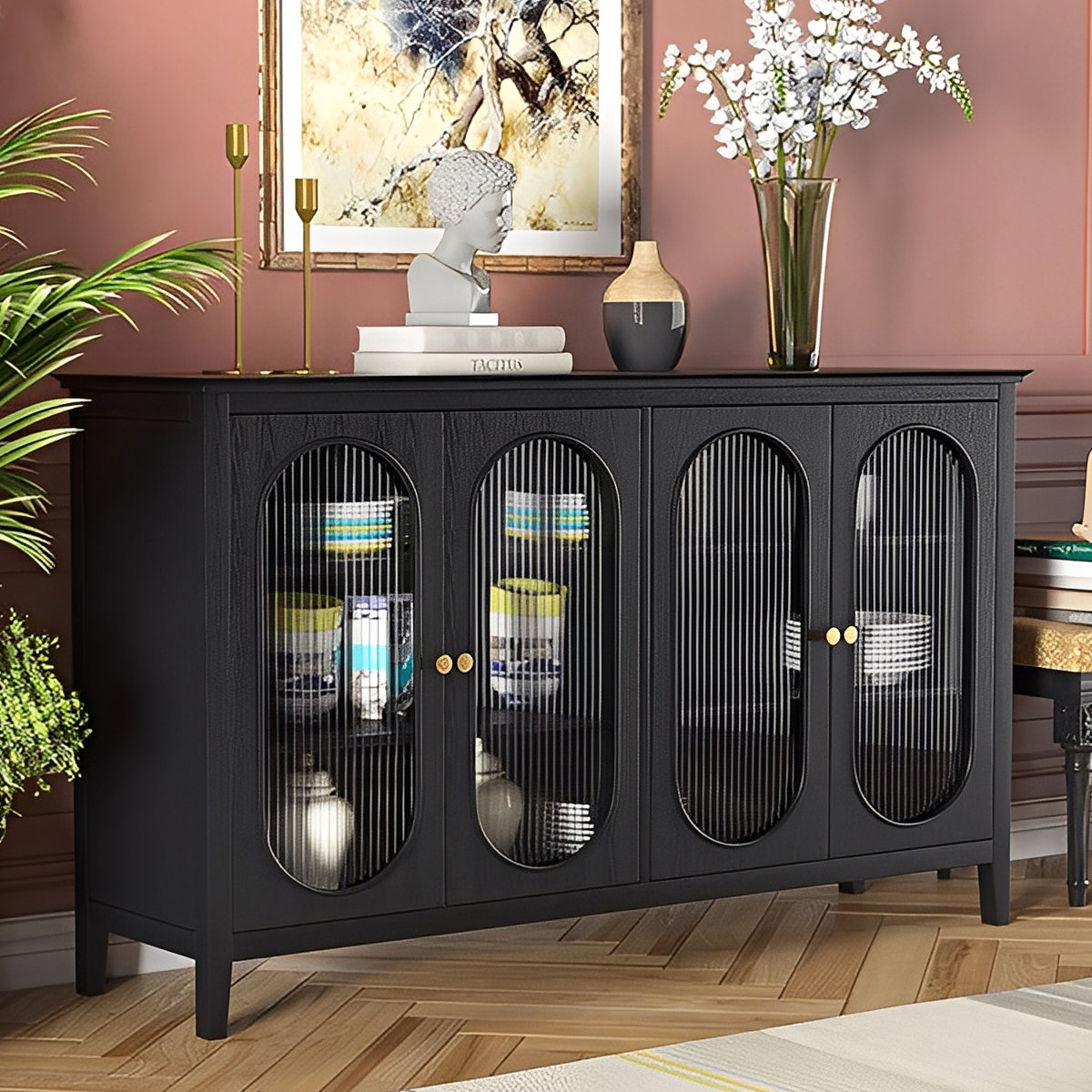 Red Barrel Studio American retro style solid wood sideboard cabinet ...