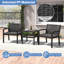 Ensemble de meubles de patio 3 pièces avec 2 fauteuils modernes en rotin et table d'appoint Squire de 25 po noir