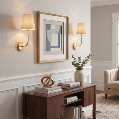 Gold Battery Operated Wall Light Set of Two, Wireless Wall Sconces with Remote Control & 3 CCT Color Temperature Dimmable Magnetic Bulb, Cordless Rechargeable Wall Lamp for Living room