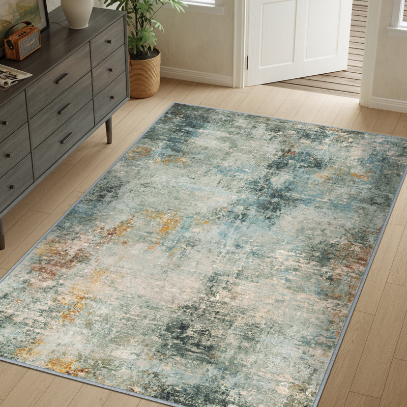 Tapis moderne lavable à la machine avec envers antidérapant Asher, Rectangle 6 pi x 9 pi