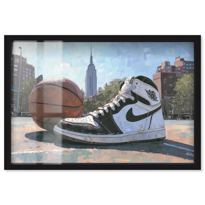 NYC Balling Sneaker Shadowbox Print Sneaker Wall Art by Art Remedy, Black Frame, 37 x 25