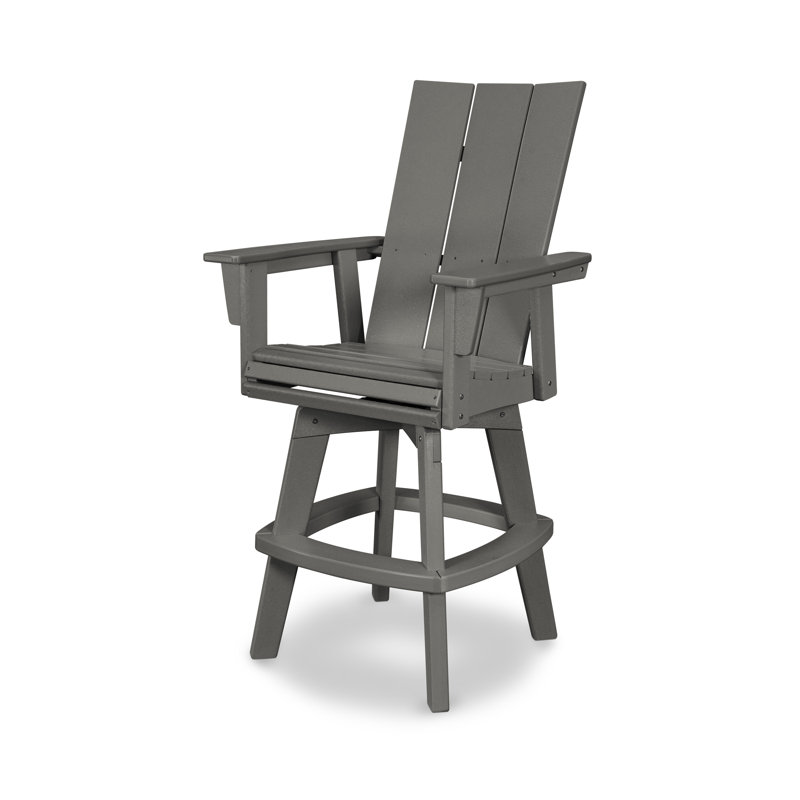 Chaise de bar pivotante Modern Curveback Adirondack, Gris ardoise