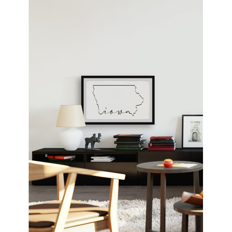 Iowa Outline by - cadre photo, art textuel, H 24 po x l 36 po x 1,5 po