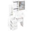 29.2" Small Size Left Bedside Cabinet Vanity Table + Cushioned Stool, 2 Ac+2 Usb Power Station, Hair Dryer Bracket, Extra Large Touch Control Sliding Led Mirror, Tri-Colour Switching, Brightness Adjust-295352625